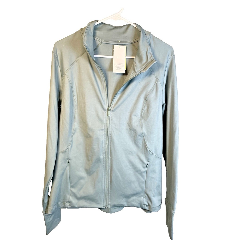Women's Athletic Zip Up Jacket Large UPF 50 All in Motion Green Gym Gorpcore